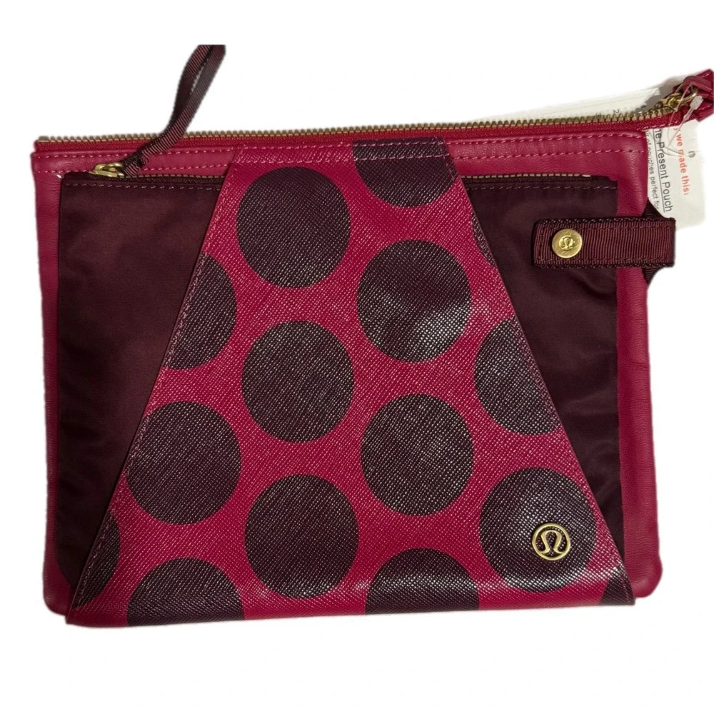 Lululemon In The Present Pouch Deep Ruby Bordeaux Drama Polka Dot W9M61S NWT